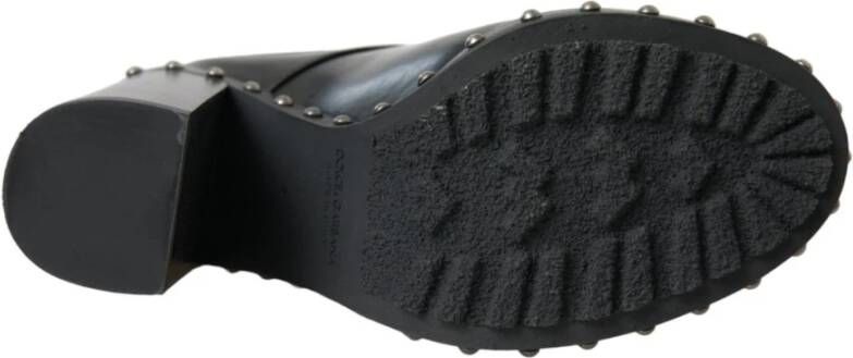 Dolce & Gabbana Studded Leren Veterschoenen Enkellaarzen Black Dames