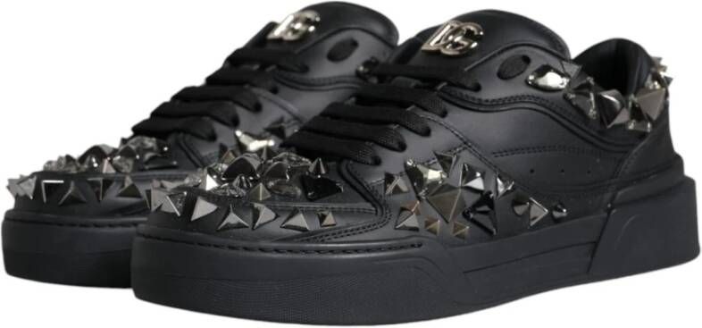 Dolce & Gabbana Studded Low-Top Lace-Up Sneakers Black Heren