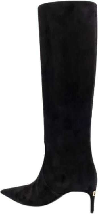 Dolce & Gabbana Suede Boot met DG Logo Hak Black Dames