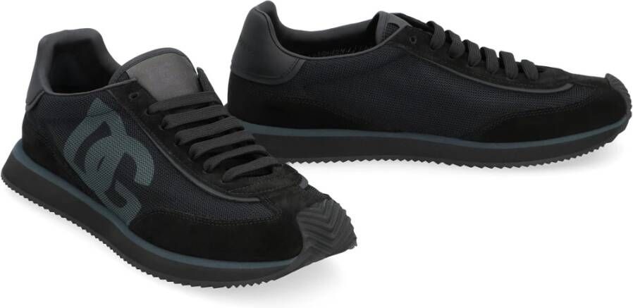 Dolce & Gabbana Suède lage sneakers met ronde neus Black Heren