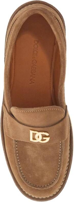 Dolce & Gabbana Suede Leather Moccas Loafers Brown Dames