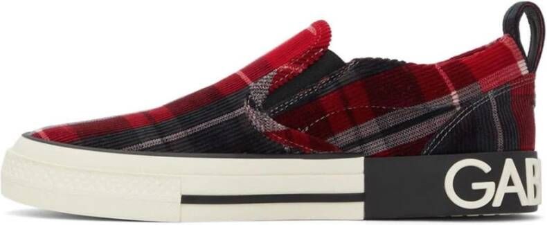 Dolce & Gabbana Tartan Slip-On Katoenen Sneakers Red Heren