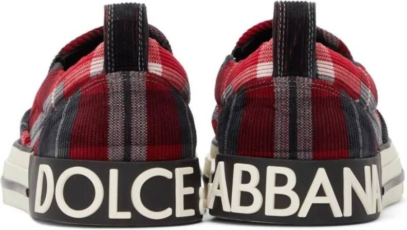 Dolce & Gabbana Tartan Slip-On Katoenen Sneakers Red Heren