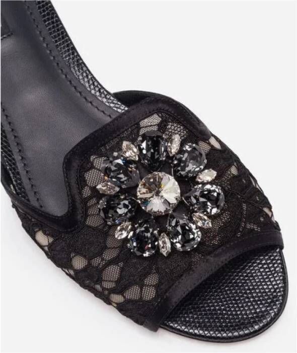 Dolce & Gabbana Tøfler i blonder med krystaller Zwart Dames