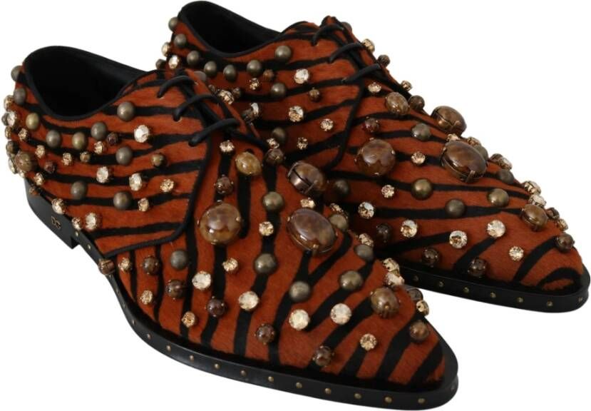 Dolce & Gabbana Tijgerpatroon Kristal Flats Orange Dames