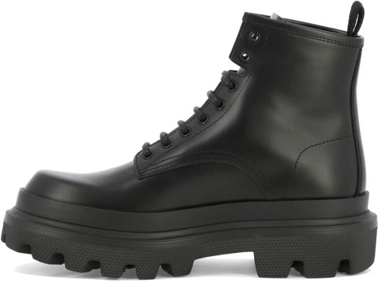 Dolce & Gabbana Trek Leren Gevechtslaarzen Black Heren