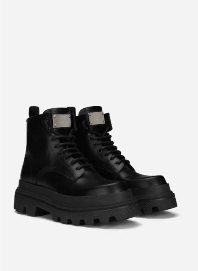 Dolce & Gabbana Trekking Kalfsleren Laars Black Heren