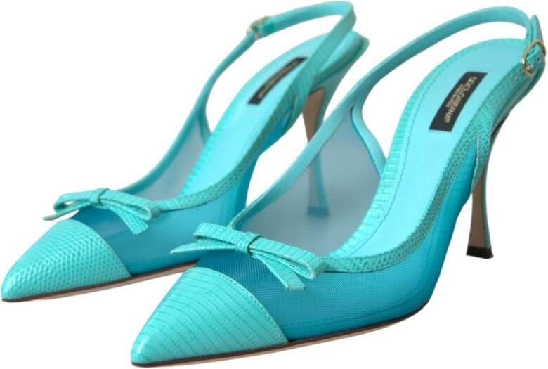 Dolce & Gabbana Turquoise Kitten Heel Slingback Pumps Blue Dames