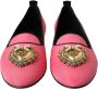 Dolce & Gabbana Velvet Loafers met Gouden Hart Detail Pink Dames - Thumbnail 3