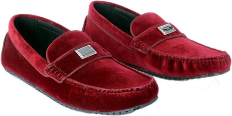 Dolce & Gabbana Velvet Loafers voor Mannen Red Heren