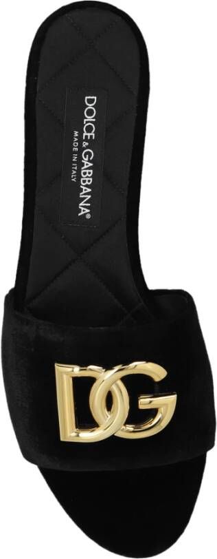 Dolce & Gabbana Velvet Slides Black Dames