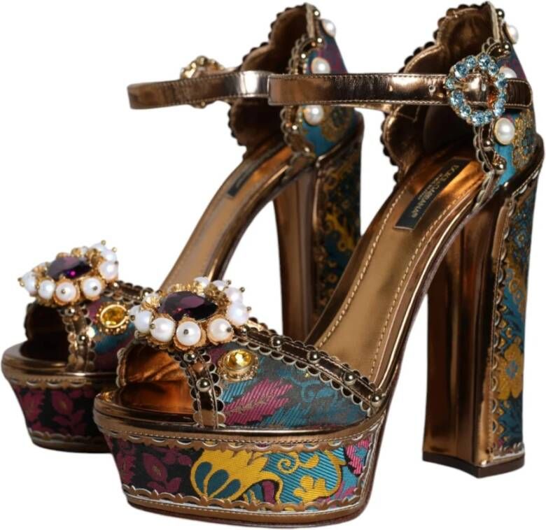 Dolce & Gabbana Versierde enkelband platform sandalen Multicolor Dames