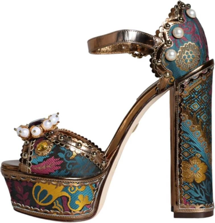 Dolce & Gabbana Versierde enkelband platform sandalen Multicolor Dames