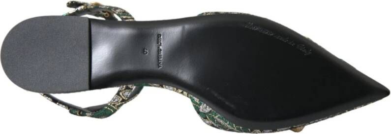 Dolce & Gabbana Versierde Jacquard Slingback Flats in Groen Multicolor Dames