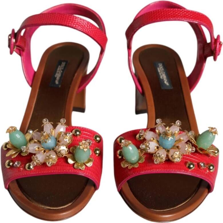 Dolce & Gabbana Versierde Keira Sandalen met Gesp Sluiting Pink Dames