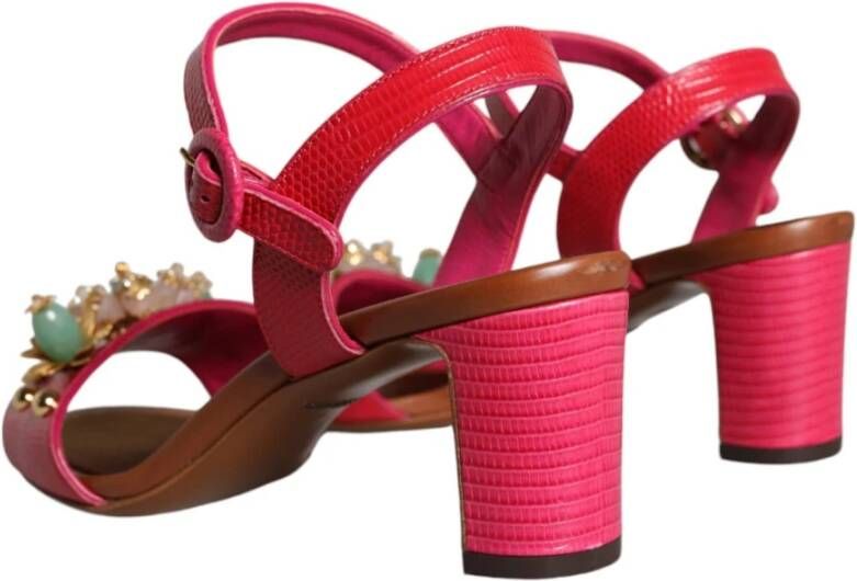 Dolce & Gabbana Versierde Keira Sandalen met Gesp Sluiting Pink Dames