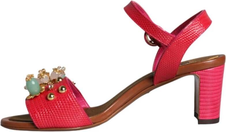 Dolce & Gabbana Versierde Keira Sandalen met Gesp Sluiting Pink Dames