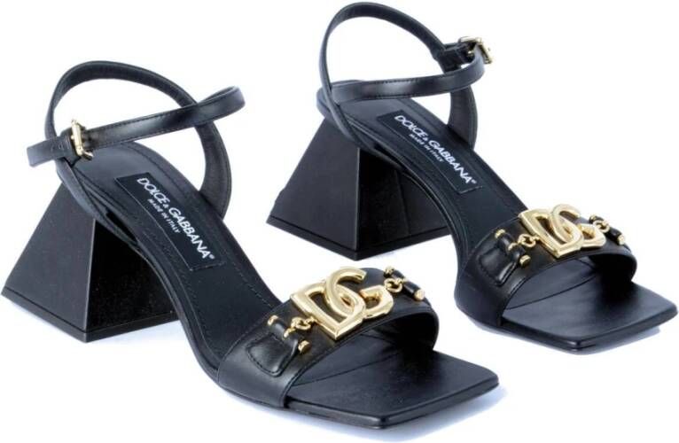 Dolce & Gabbana Vierkante sandalen met hak voor vrouwen Black Dames