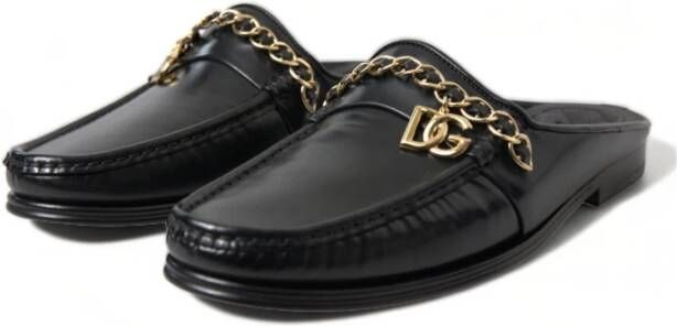 Dolce & Gabbana Visconti Ketting Hanger Leren Jurkschoenen Black Heren