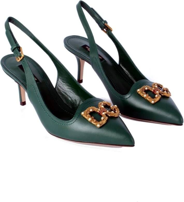 Dolce & Gabbana Vrouwen Devotion Heeled Slingback Sandalen Green Dames