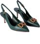 Dolce & Gabbana Vrouwen Devotion Heeled Slingback Sandalen Green Dames - Thumbnail 2