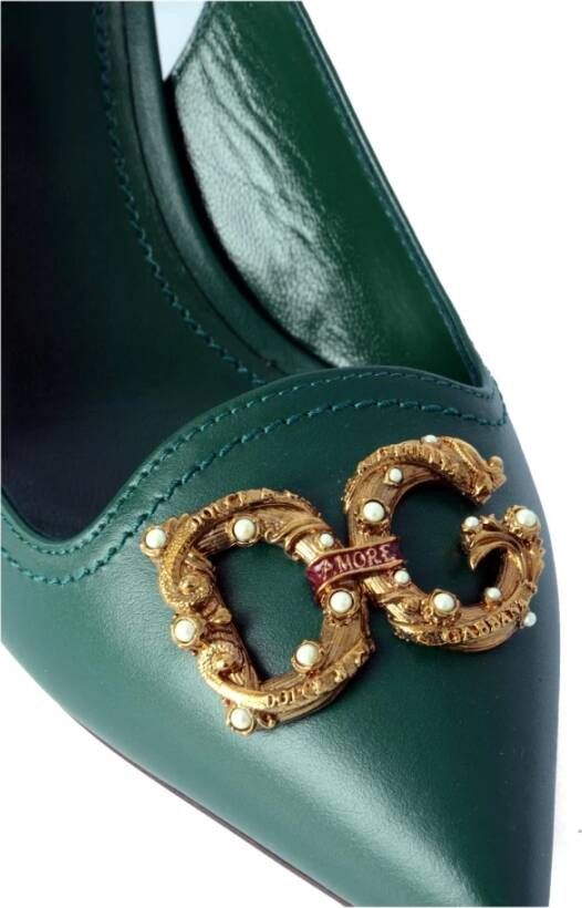 Dolce & Gabbana Vrouwen Devotion Heeled Slingback Sandalen Green Dames