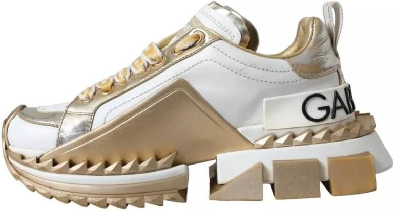 Dolce & Gabbana Wit Goud Lage Top Sneakers Logo Multicolor Dames