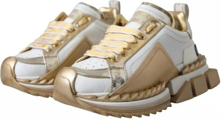 Dolce & Gabbana Wit Goud Lage Top Sneakers Logo Multicolor Dames