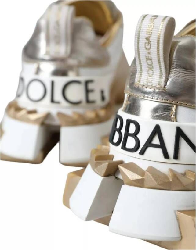 Dolce & Gabbana Wit Goud Lage Top Sneakers Logo Multicolor Dames