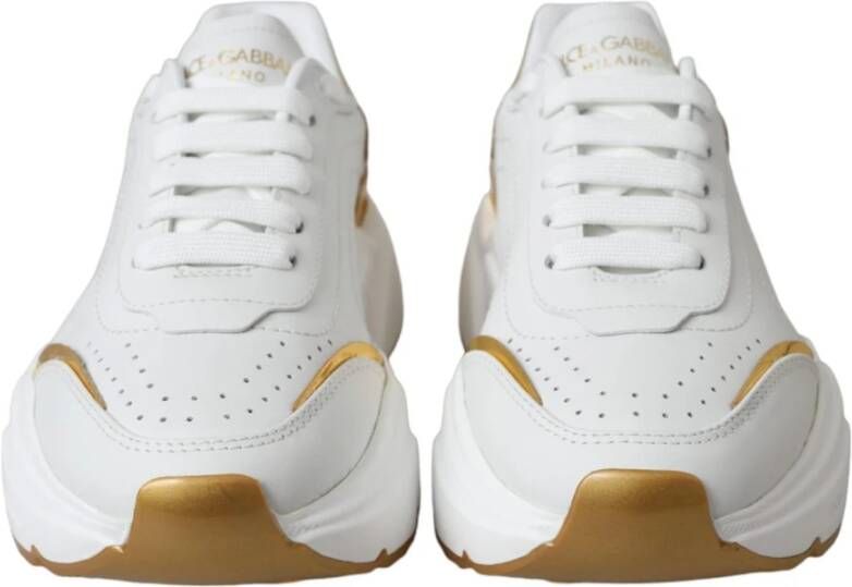 Dolce & Gabbana Wit Goud Lage Top Sneakers White Dames