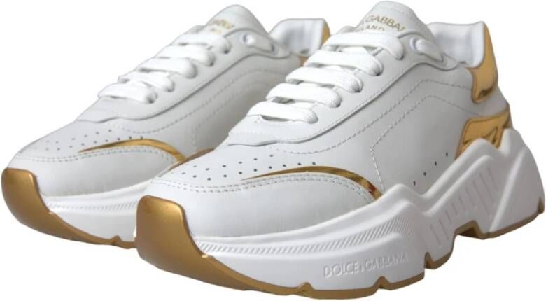 Dolce & Gabbana Wit Goud Lage Top Sneakers White Dames