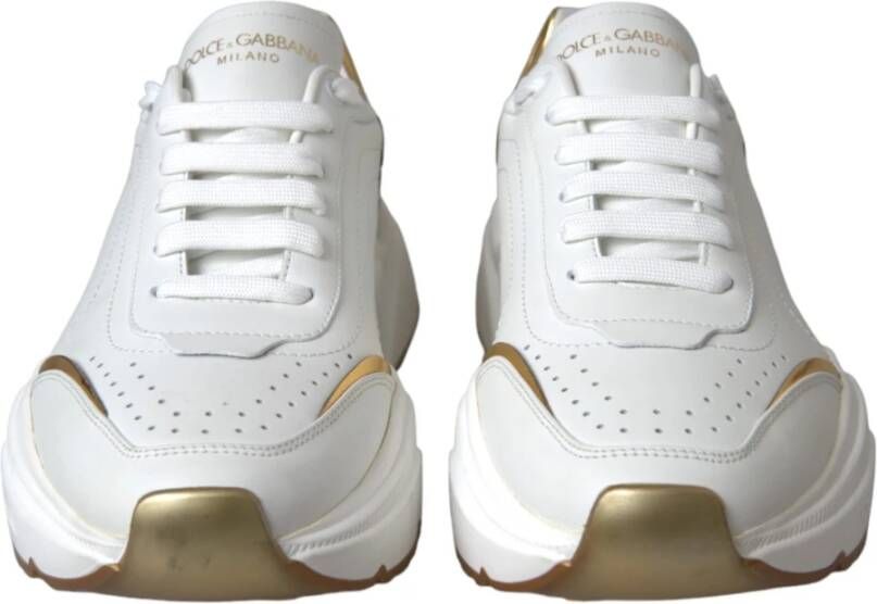 Dolce & Gabbana Wit Goud Leren Sneakers White Dames