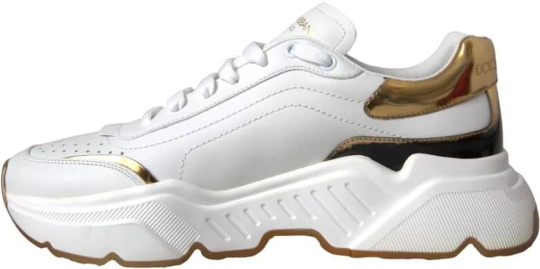 Dolce & Gabbana Wit Goud Leren Sneakers White Heren