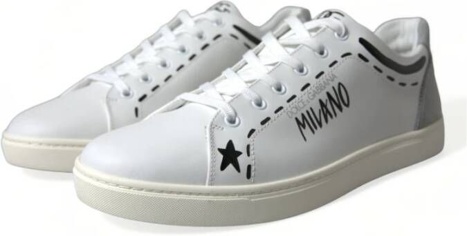 Dolce & Gabbana Wit Grijs Leren Love Milano Sneakers White Heren
