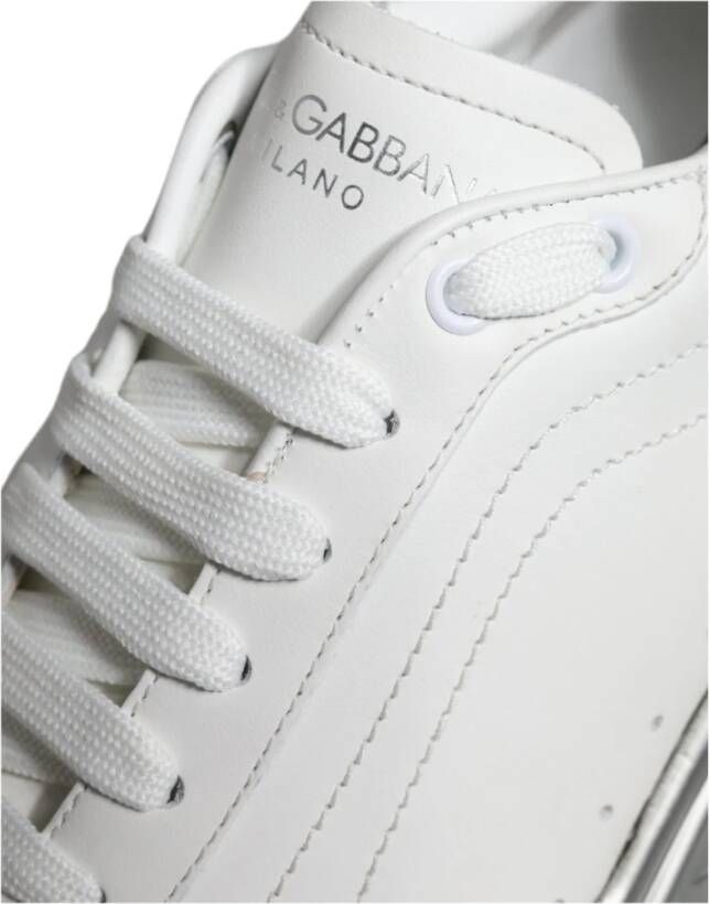 Dolce & Gabbana Wit Zilver Lage Top Sneakers Rubberen Zool White Heren