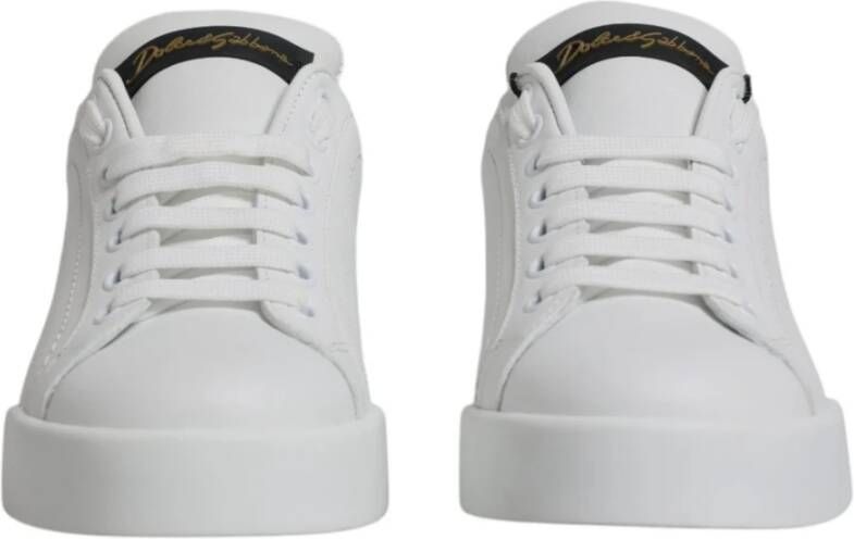 Dolce & Gabbana Wit Zwart Leren Lage Sneakers White Dames