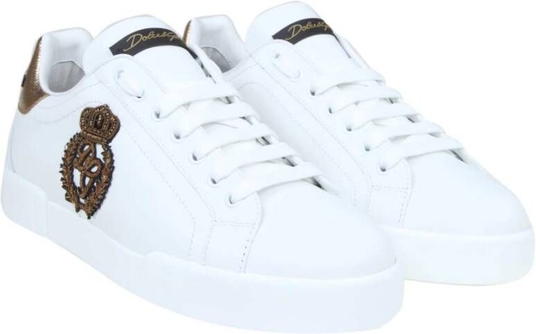 Dolce & Gabbana Wit Goud Portofino Sneakers White Heren