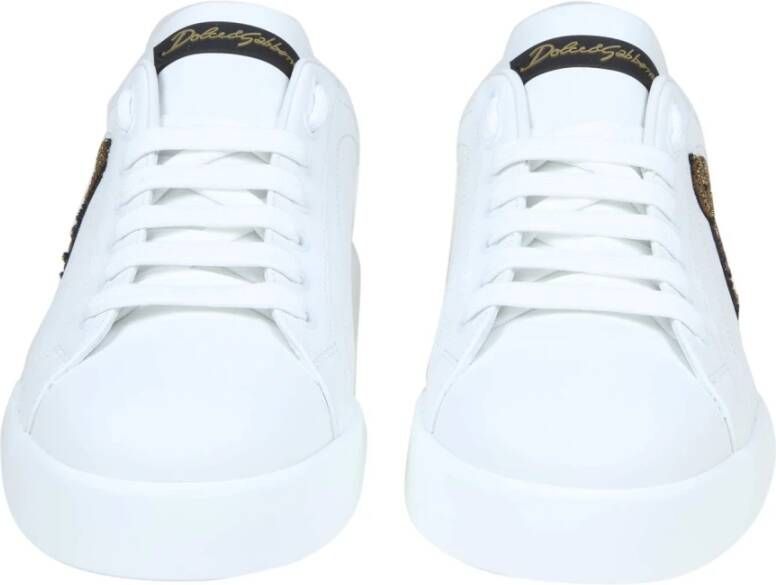 Dolce & Gabbana Wit Goud Portofino Sneakers White Heren