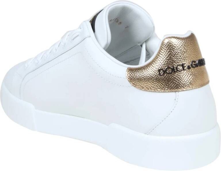 Dolce & Gabbana Wit Goud Portofino Sneakers White Heren