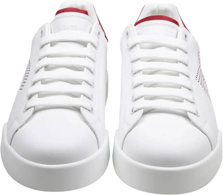 Dolce & Gabbana Wit Rode Leren Sneakers Portofino Lijn White Heren