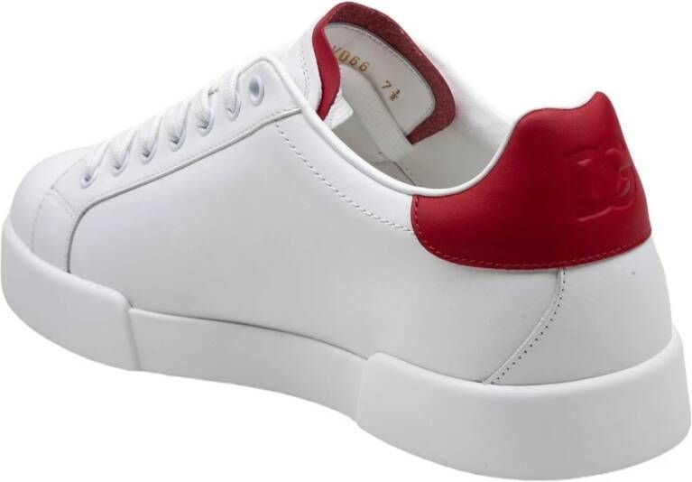 Dolce & Gabbana Wit Rode Leren Sneakers Portofino Lijn White Heren