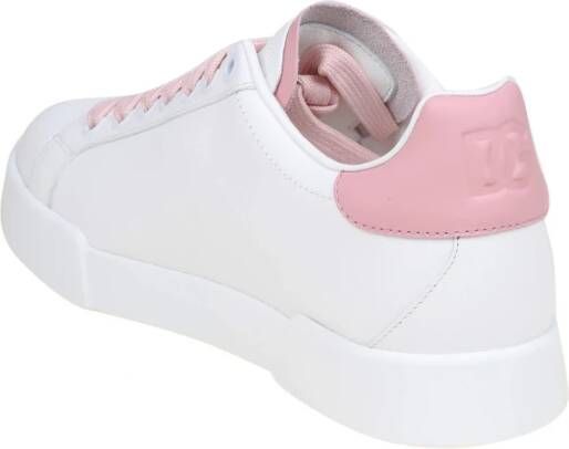 Dolce & Gabbana Wit Roze Nappa Leren Sneakers Multicolor Dames