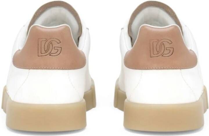 Dolce & Gabbana Witte Beige Leren Sneakers Portofino White Heren