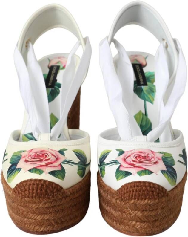 Dolce & Gabbana Witte Bloemen Sleehak Sandalen Multicolor Dames