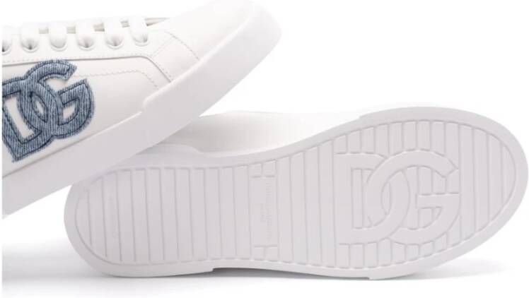 Dolce & Gabbana Witte en Lichtblauwe Sneakers Beige Dames