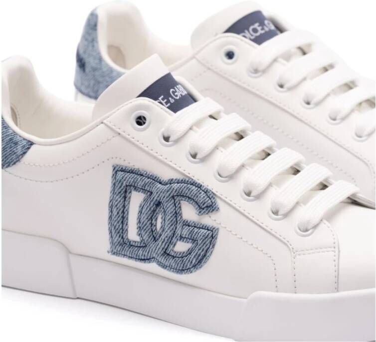 Dolce & Gabbana Witte en Lichtblauwe Sneakers Beige Dames