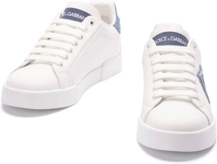 Dolce & Gabbana Witte en Lichtblauwe Sneakers Beige Dames