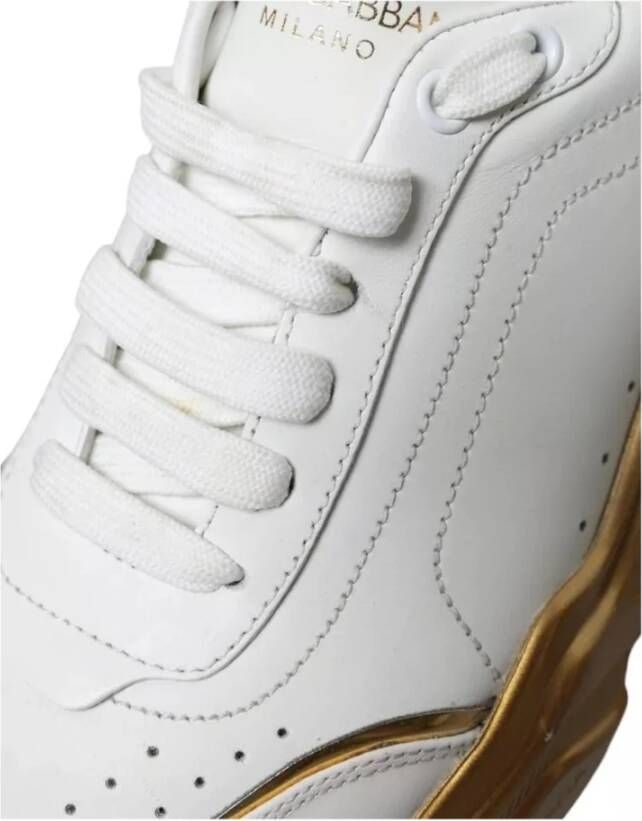 Dolce & Gabbana Witte Gouden Lage Top Sneakers White Dames