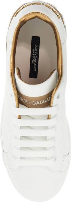 Dolce & Gabbana Witte Gouden Lage Top Velcro Sneakers White Dames