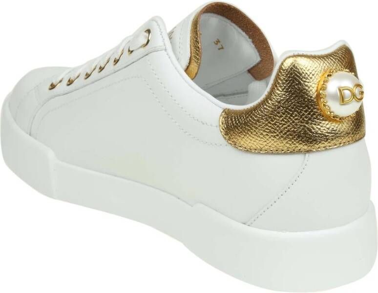 Dolce & Gabbana Witte Gouden Portofino Sneakers Vrouwen White Dames